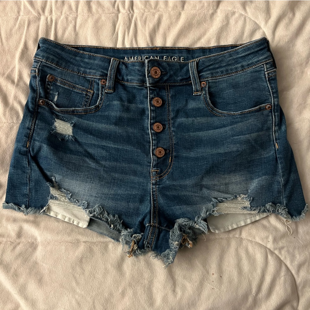 American Eagle Outfitters Distressed Dark Wash Denim Jean Shorts